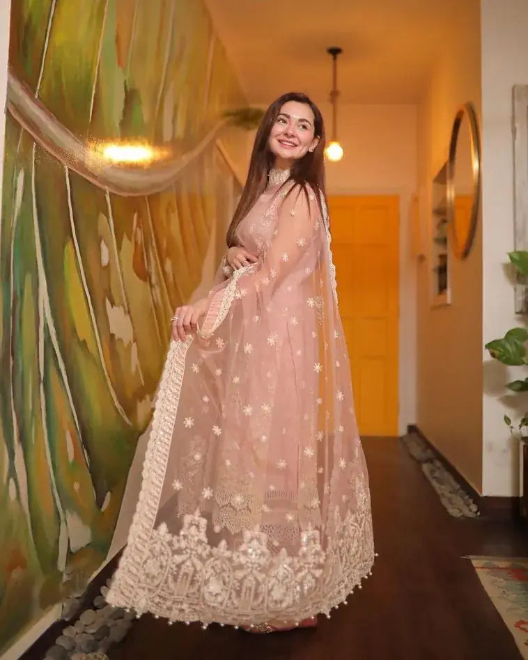 3 Piece Unstitched Heavy Embroidered Lawn Suit ( Fully Embroidered Organza Dupatta ) VL784