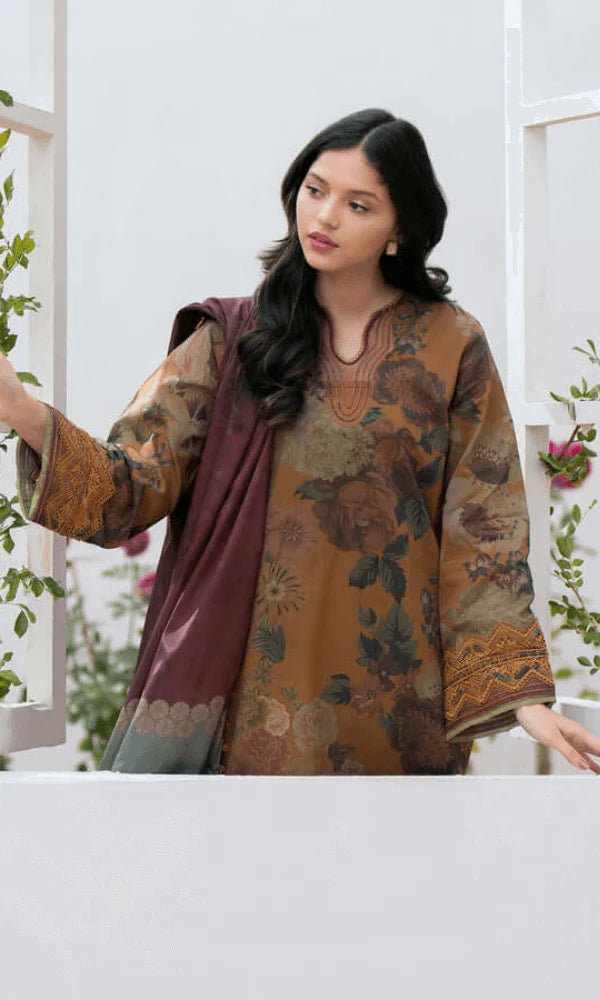 3 Piece Unstitched Karandi Suit ( Print Shawl ) VL893