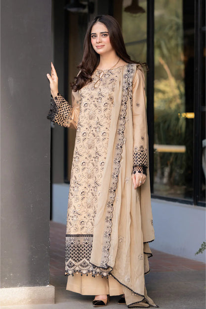 Jade - 3PC Dhanak Chickenkari Embroidered Suit - VL1035