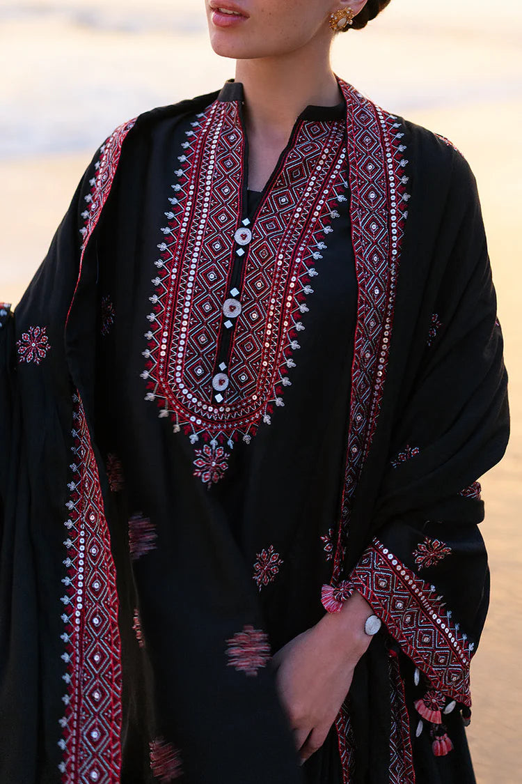 CROSS STITCH-3PC DHANAK EMBROIDERED SHIRT WITH DHANAK EMBROIDERED SHAWL - VL1259