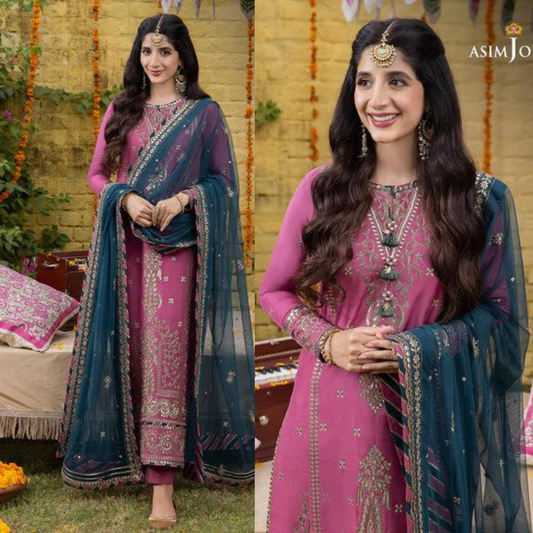 Unstitched 3 piece embroidered Lawn summer suit. VL721