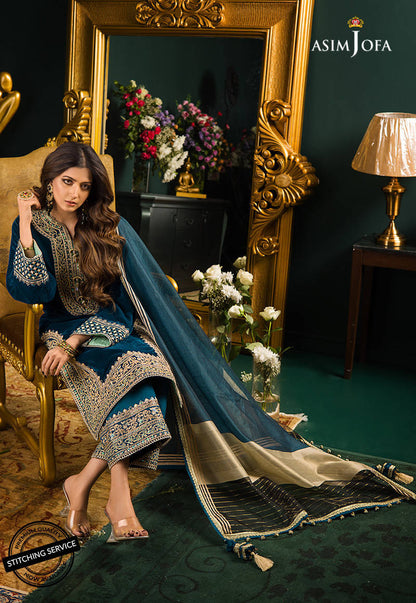 VL300 3PC Velvet Heavy Embroidered Shirt With Organza  Dupatta