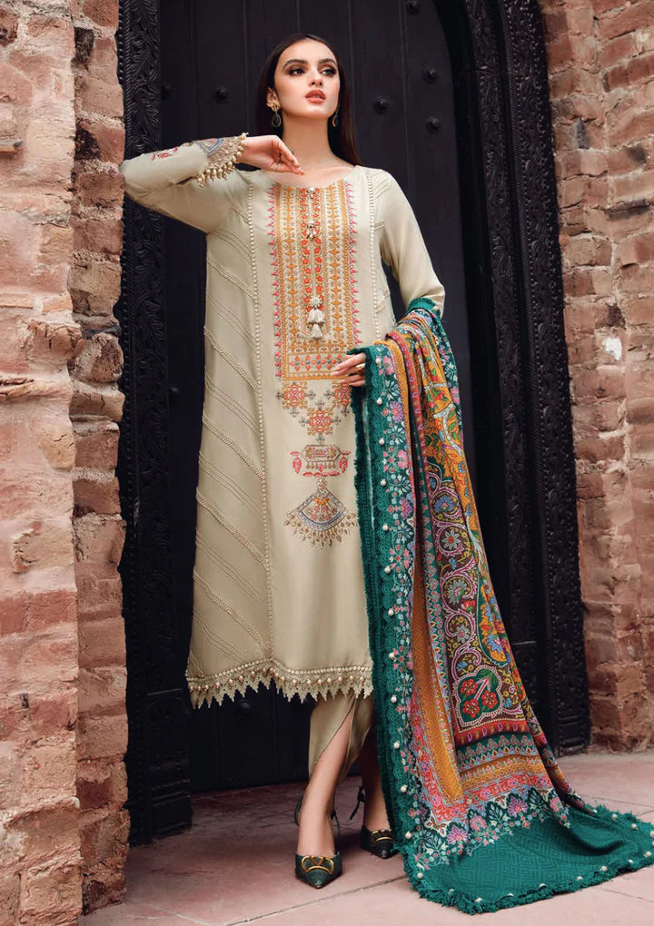 VL318 3PC Dhanak suit with Print Wool Shawll