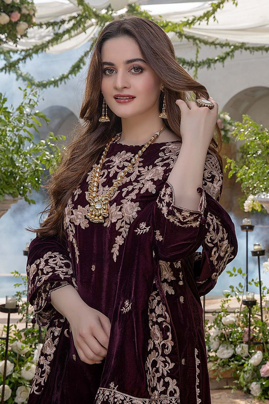 VL954 Embroidered Velvet Three piece with Velvet Shawl Winter Collection's