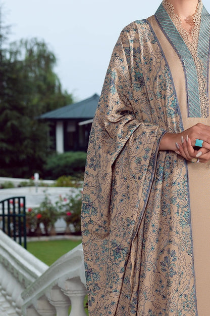 VL2095 Bareeze Unstitched 3pcs Embroidered Dhanak Suit with Heavy Embroidered dhanak Shawl